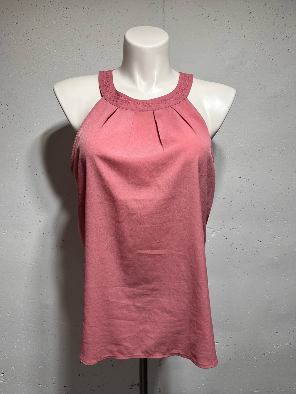 Loft Dusty Rose Embroidered Neck Sleeveless Halter Top XL